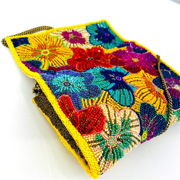 Anthropologie The Fiona Beaded Bag Floral Icon Edition Multicolor Crossbody EUC - Picture 4 of 17